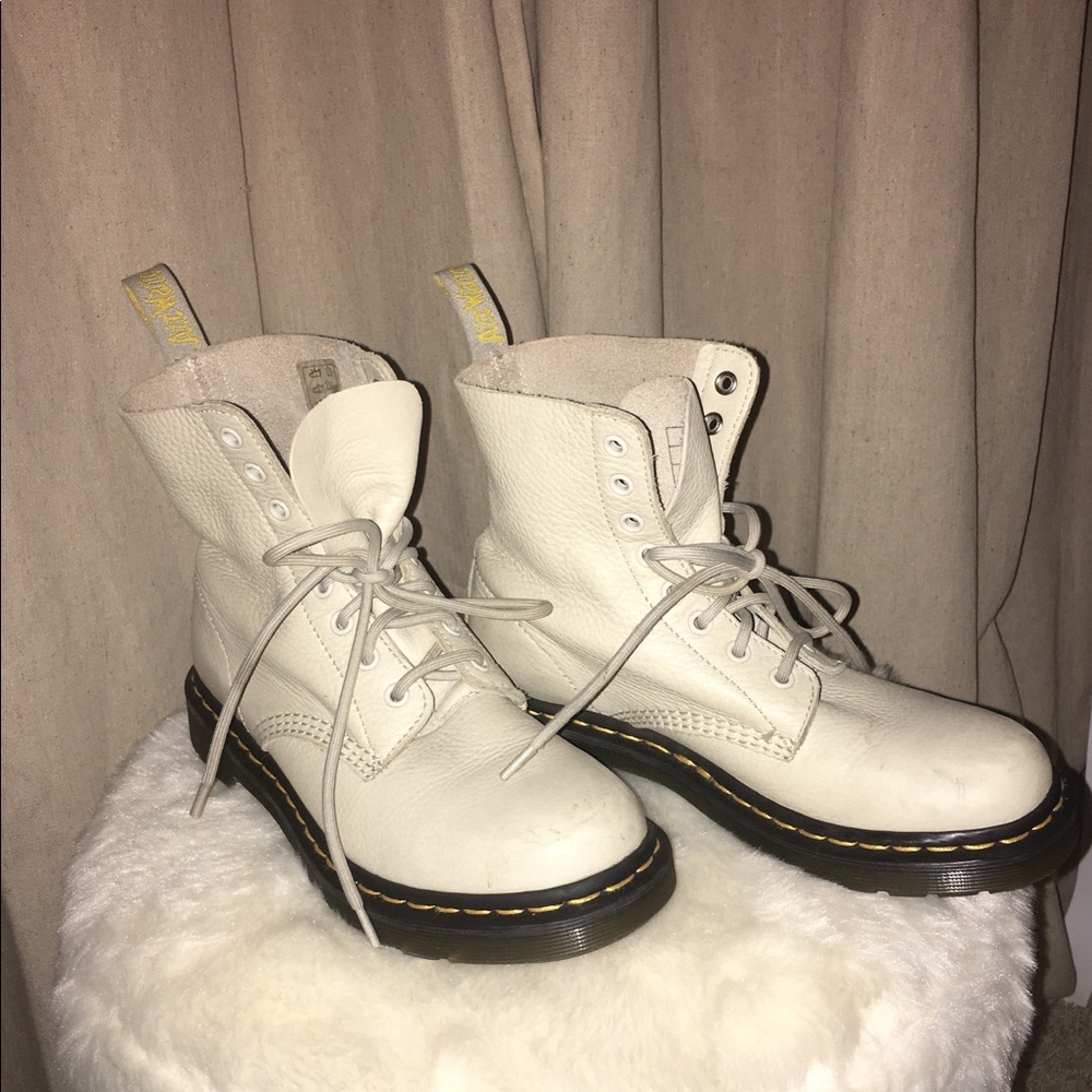 Cream Doc Martin boots